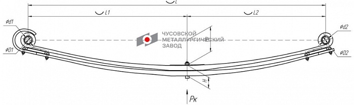 Передняя рессора Volvo VN, VNL, MACK 2-листовая