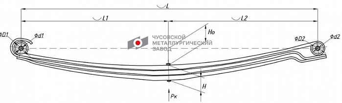 Задняя рессора Iveco Daily 4 2006-2011 3-листовая c сайлентблоками и антискрипными проставками