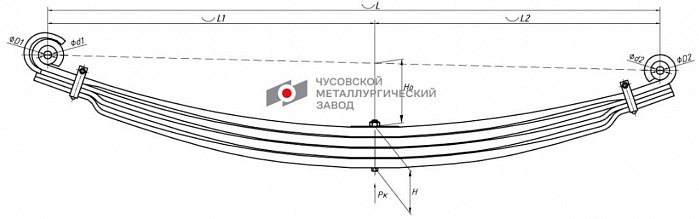 Передняя рессора Mercedes Actros (2031-2048, 3331-3360) 4-х листовая, без канавок