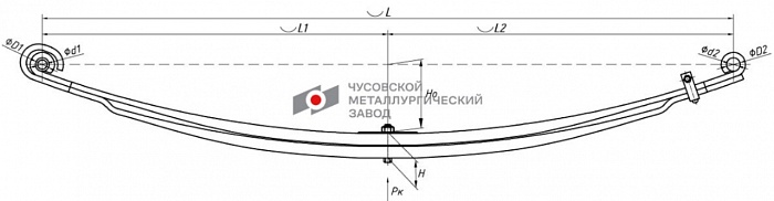 Передняя рессора для тягача Scania 3-Series 1987-1996 | 4-Series 1994-2008 | P, G, R, T series '2003 - (7,5 тонн, 2-х листовая)