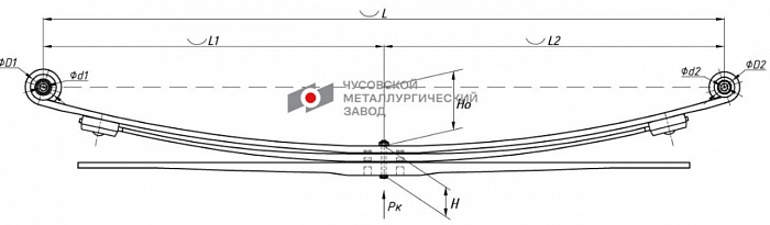 Задняя рессора Mercedes Sprinter 509CDI, 510CDI, 511CDI, 513CDI, 515CDI, 516CDI, 518CDI, 519CD '2006-2015 | Volkswagen Crafter '2006-2015 3-х листовая