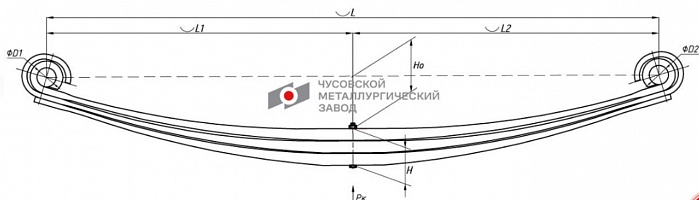 Передняя рессора Тонар 45253 3-х листовая